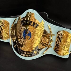 Premium CNC 3D Light Blue WWF Winged Eagle Championship Replica Title Belt 4MM 24k Gold