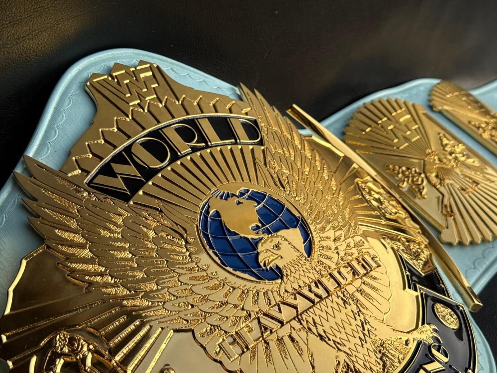 n_9 Premium CNC 3D Light Blue WWF Winged Eagle Championship Replica Title Belt 4MM 24k Gold - Image 9