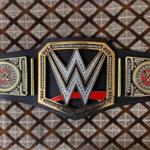 WWE WORLD HEAVYWEIGHT UNIVERSAL CHAMPIONSHIP TITLE BRASS BELT BLACK ADULT SIZE 4MM ZINC