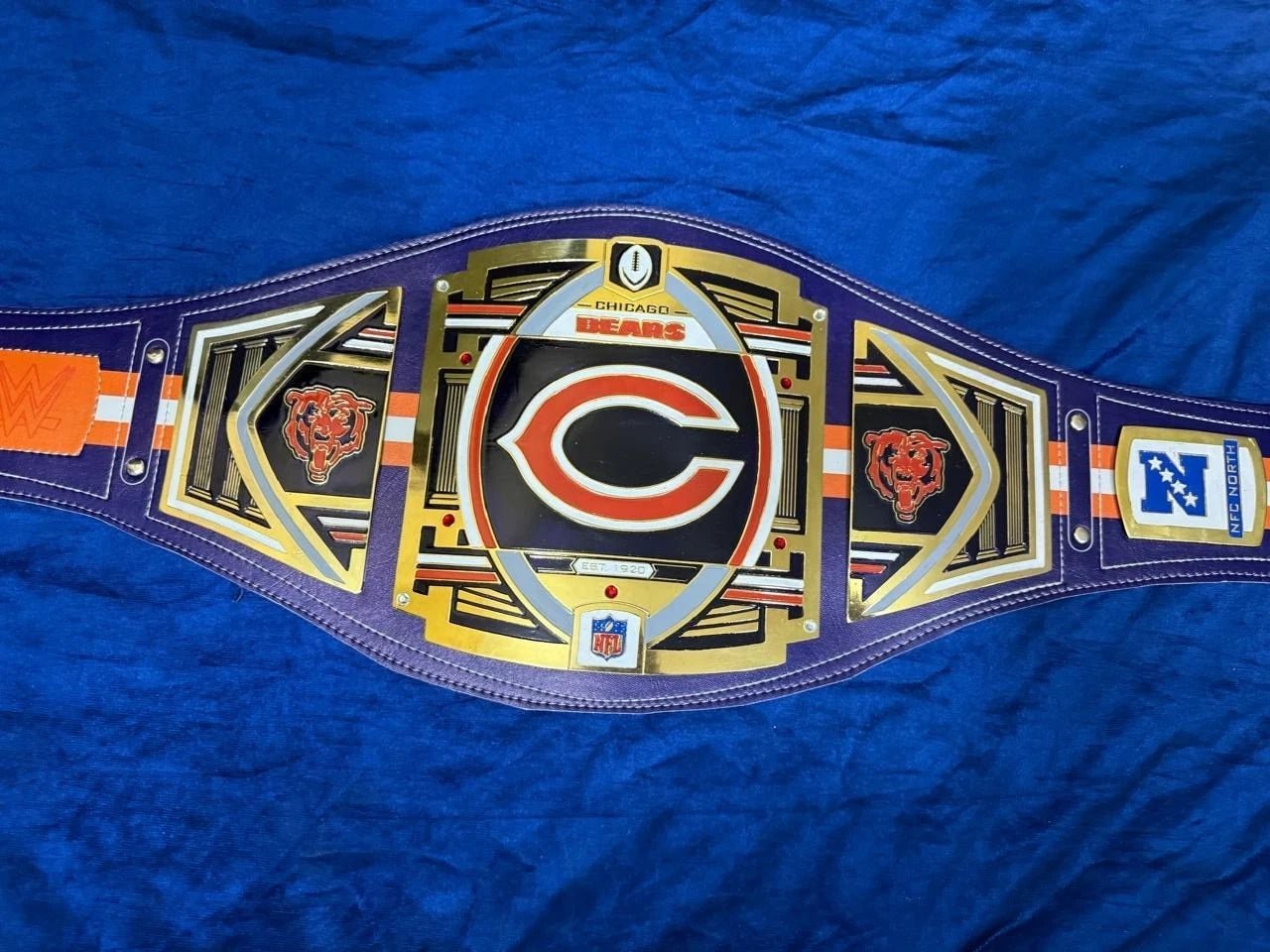 s-l1600_3 Chicago Bears Championship Replica Belt 2mm Brass NFL Fan Collectible Display - Image 5