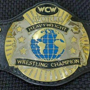 OFFICIAL WCW WORLD HEAVYWEIGHT CHAMPIONSHIP REPLICA WRESTLING BELT 2MM BRASS - Leather Strap - Free Shipping