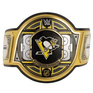 Pittsburgh Penguins NHL 2mm Championship Belt Gold Plated Real Leather