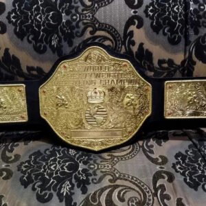 BIG GOLD World Heavyweight Championship Replica Tittle Belt Adult 4MM die-casted Black - Genuine Leather - Free Shipping