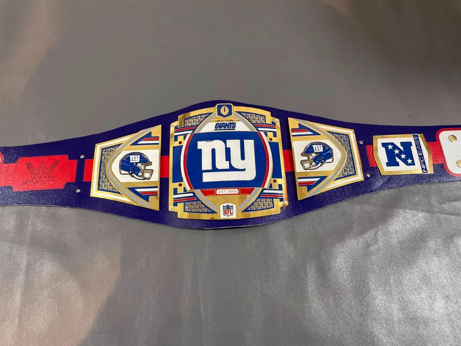 s-l1600_8 New York Giants Championship Belt 2mm Brass Plates Adult Size NFL Fan Replica