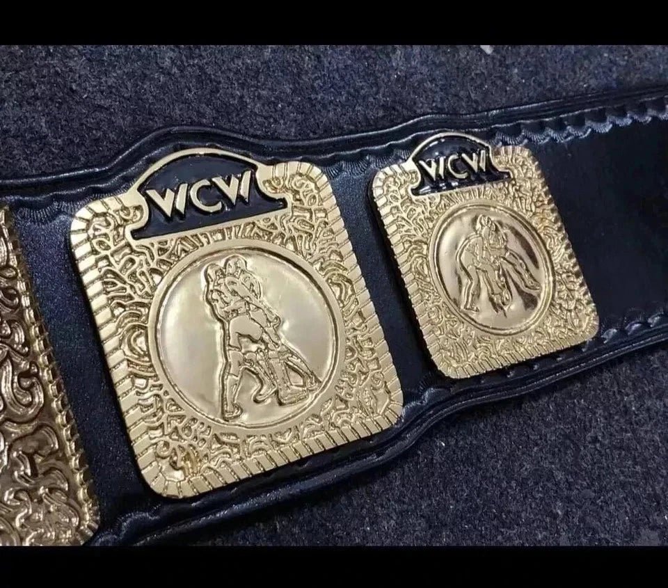 s-l960_10 WCW World Television Championship Belt Adult Size 2mm Brass - Real Leather Strap - Shipping Free - Image 4
