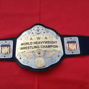 AWA WORLD HEAVYWEIGHT WRESTLING CHAMPION BELT 4MM ZINC 2 LAYER $ DUAL PLATED