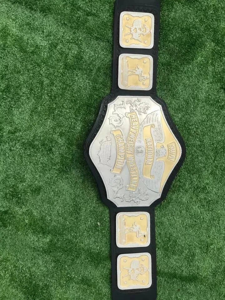 s-l960_27 NWA National Heavyweight Championship Belt 2mm Brass Plates Adult Size - Image 6