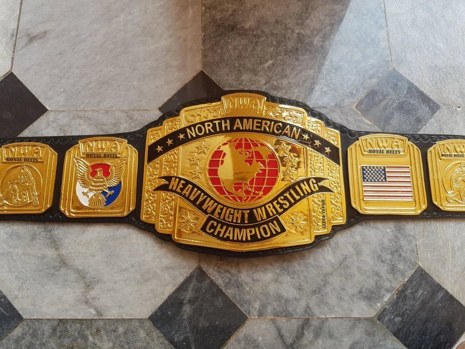 s-l960_34_e67e776b-2a6a-49dc-8e7f-a0d8cba7895b NWA North American Heavyweight Wrestling Champion Title Belt Adult Size 2mm Brass Black Leather - Image 2