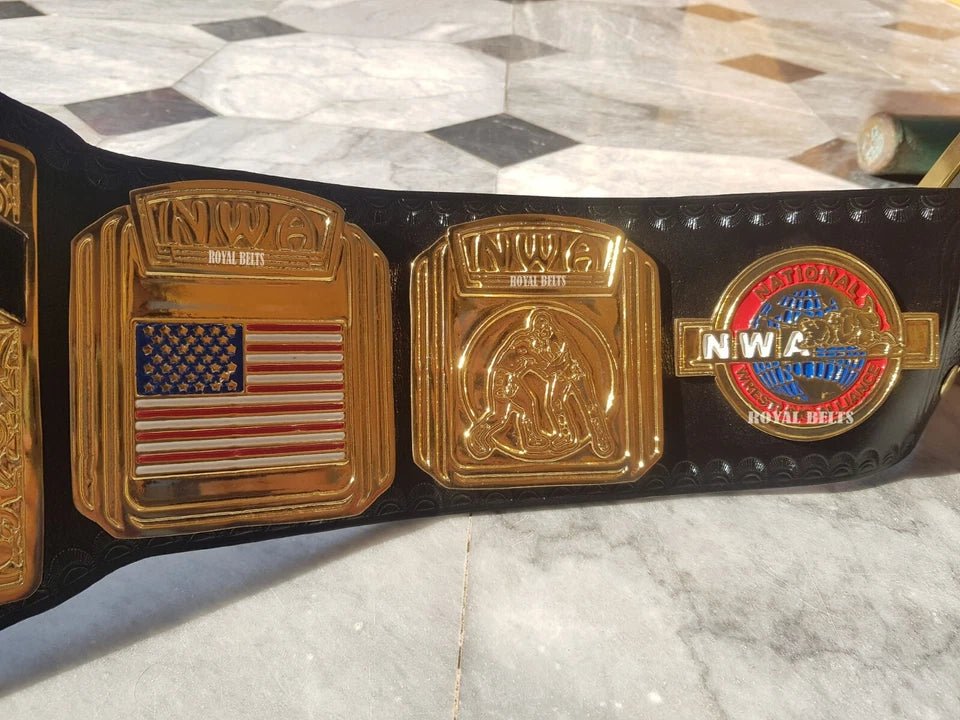 s-l960_36 NWA North American Heavyweight Wrestling Champion Title Belt Adult Size 2mm Brass Black Leather - Image 4