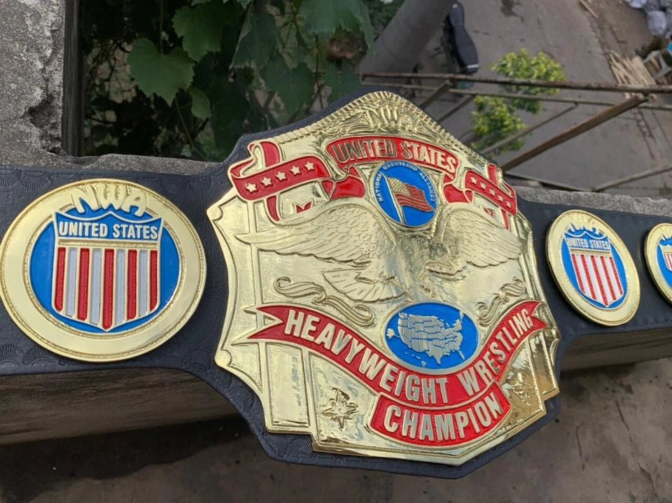s-l960_51 NWA United State Heavyweight Championship belt Replica 2mm Brass Black leather