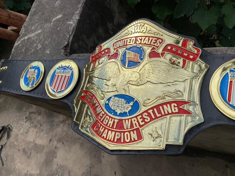 s-l960_52 NWA United State Heavyweight Championship belt Replica 2mm Brass Black leather - Image 3