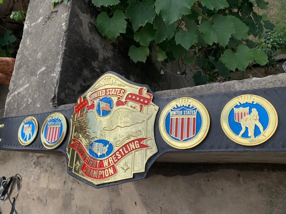 s-l960_53 NWA United State Heavyweight Championship belt Replica 2mm Brass Black leather - Image 4