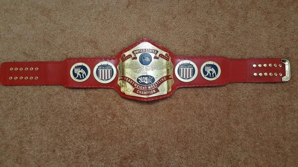 s-l960_55 NWA United State Heavyweight Championship belt Replica 2mm Brass Red leather - Image 2