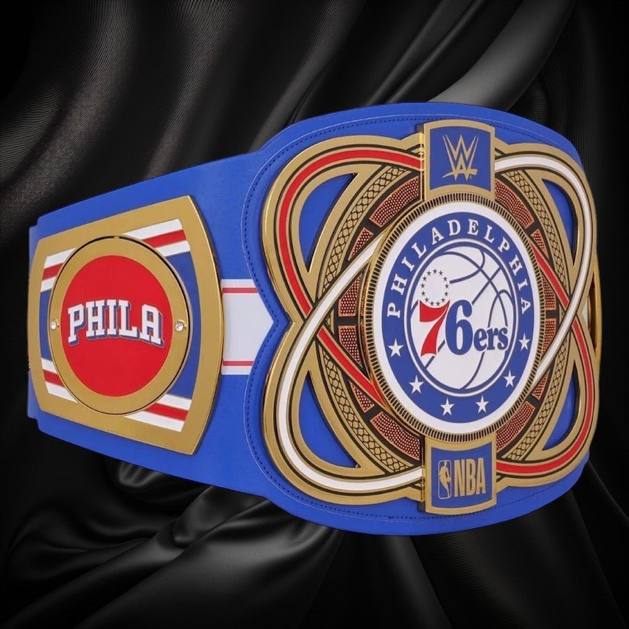 s-l960_62_28a12bdf-3da8-4383-95e8-e1cf85528d48 Philadelphia 76ers championship belt with NBA logo on a white background