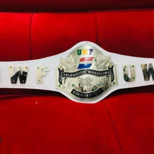 UWF Championship Belts - Premium Gold Plated Adult Size Replica - 100% Genuine Cowhide Leather.