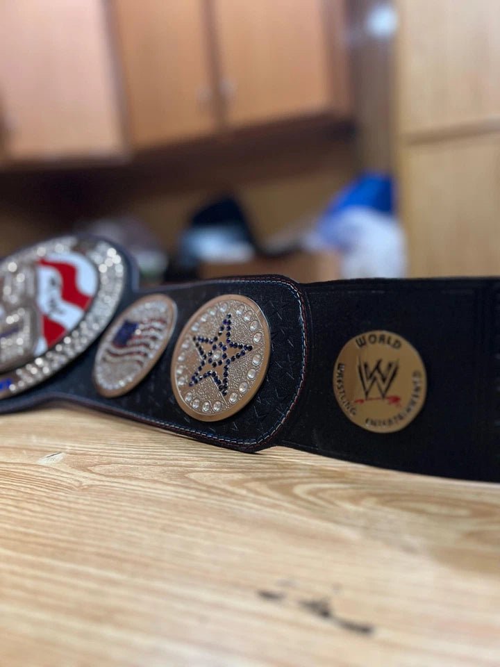 s-l960_87_fda1edfe-0e9a-43f0-89ac-65703cc3dea8 US United States Wrestling Spinner Championship Replica Title Belt Adult Size 2MM Brass - Image 2