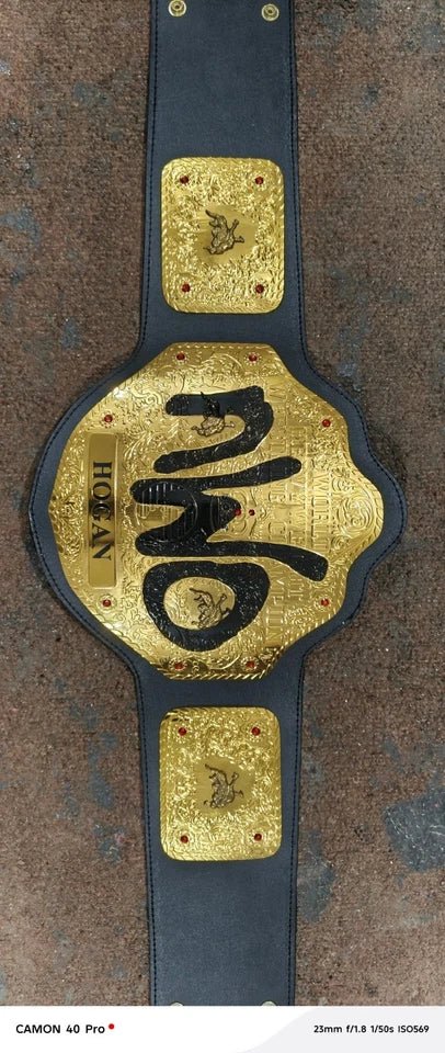 s-l960_93 NWO Hulk Hogan Big Gold NWO Championship Belt 2MM Brass - Real Leather Strap - Free Shipping - Image 3