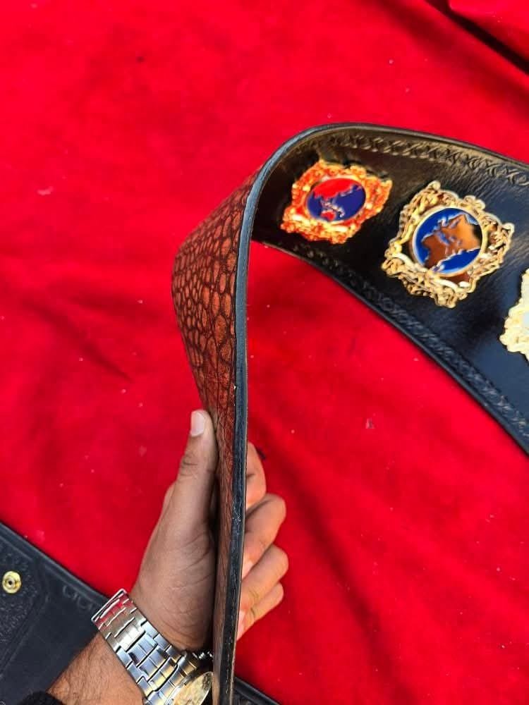 t_1 NWA World Heavyweight Wrestling Championship Belt CNC 3D 24K Gold Hand Tooling Leather - Image 2