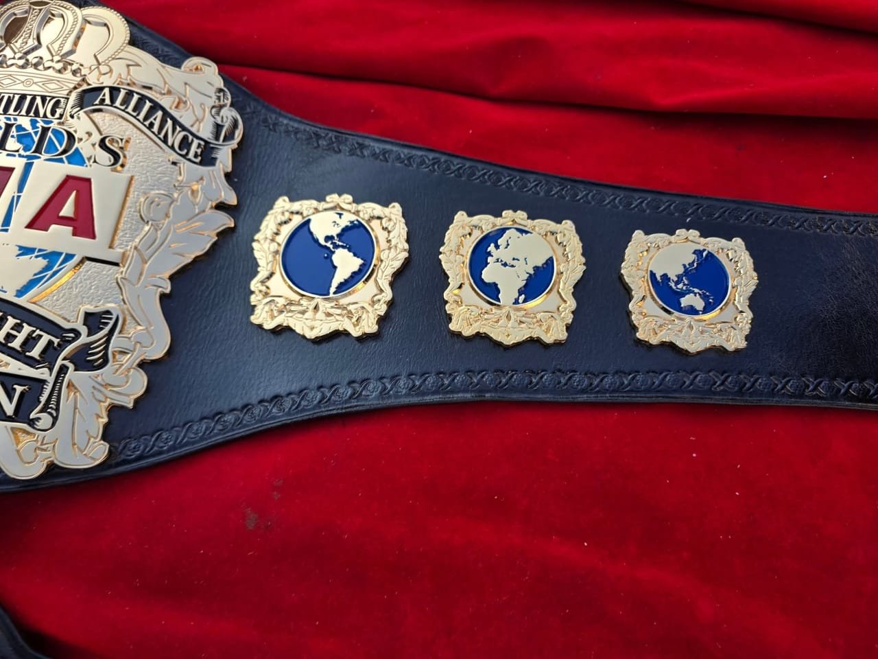 t_7 NWA World Heavyweight Wrestling Championship Belt CNC 3D 24K Gold Hand Tooling Leather - Image 7