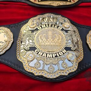 AEW Unified Champion Wrestling Replica Belt | Dual Gold Plating with CZ Zirconia Stones and Premium Leather Straps
