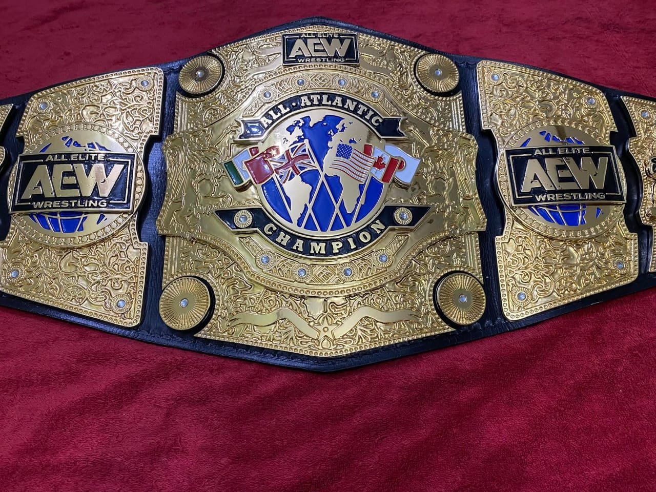z_1-1 AEW Classic White Strap Wrestling Championship Belt - 4mm Zinc Metal Plates - 6mm Genuine Cowhide Leather - Adult Size Intercontinental Replica Title