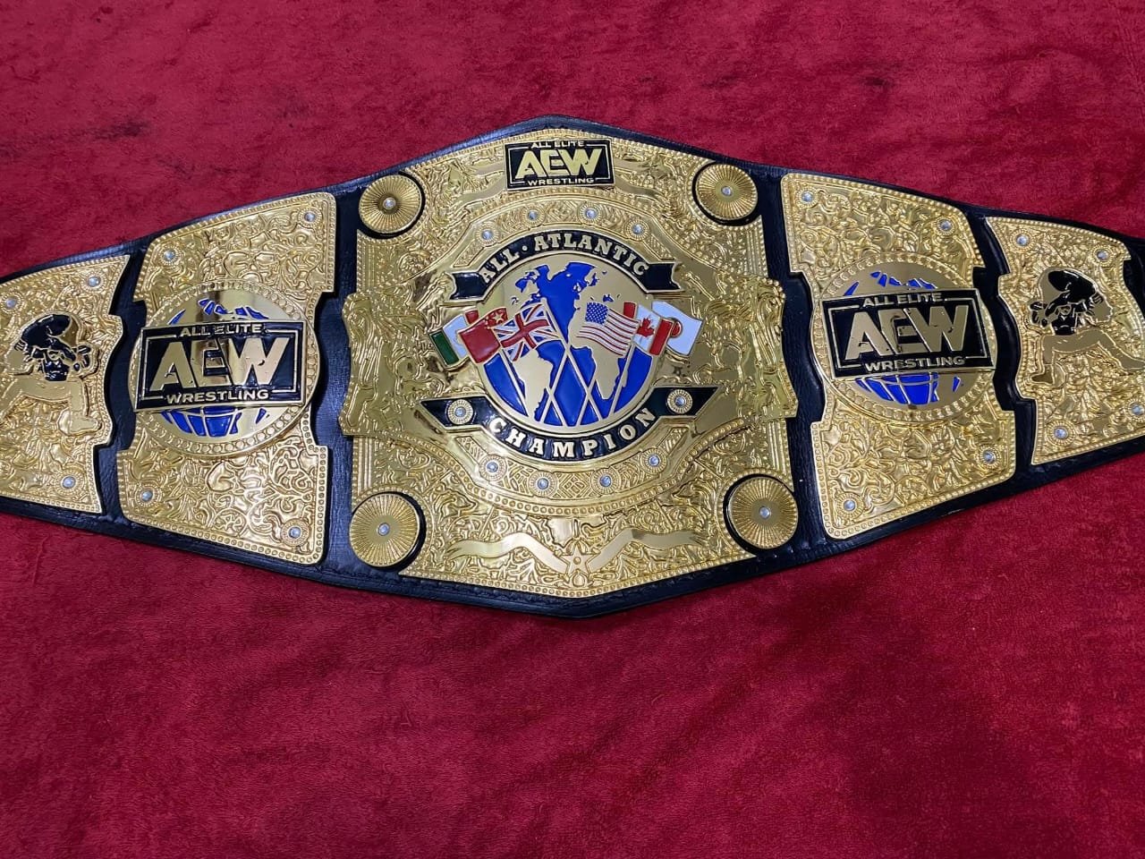 z_10-2 AEW Classic White Strap Wrestling Championship Belt - 4mm Zinc Metal Plates - 6mm Genuine Cowhide Leather - Adult Size Intercontinental Replica Title