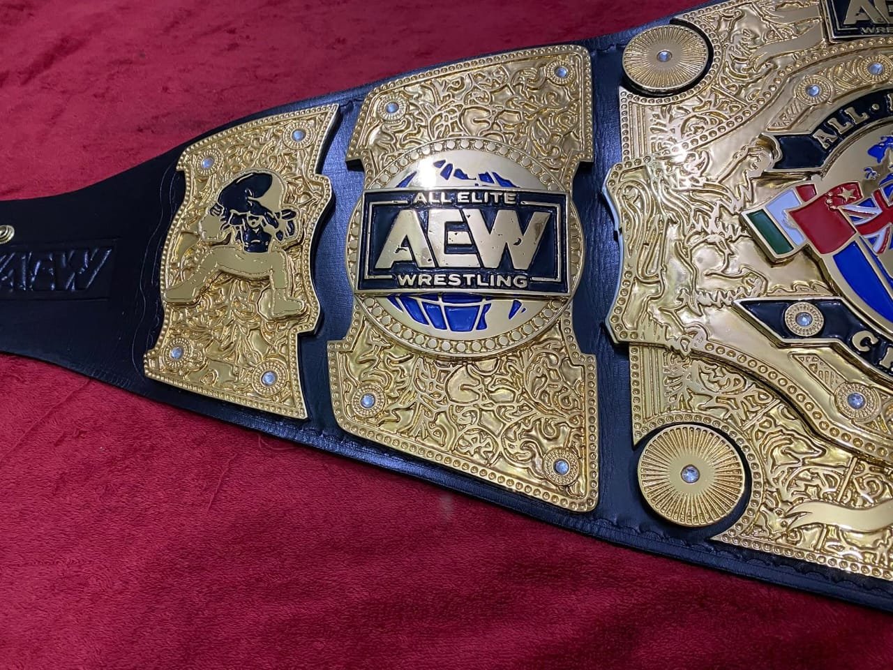 z_8 AEW Classic White Strap Wrestling Championship Belt - 4mm Zinc Metal Plates - 6mm Genuine Cowhide Leather - Adult Size Intercontinental Replica Title